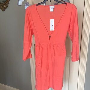 Coral V-Neck Button Cover Up Size Small